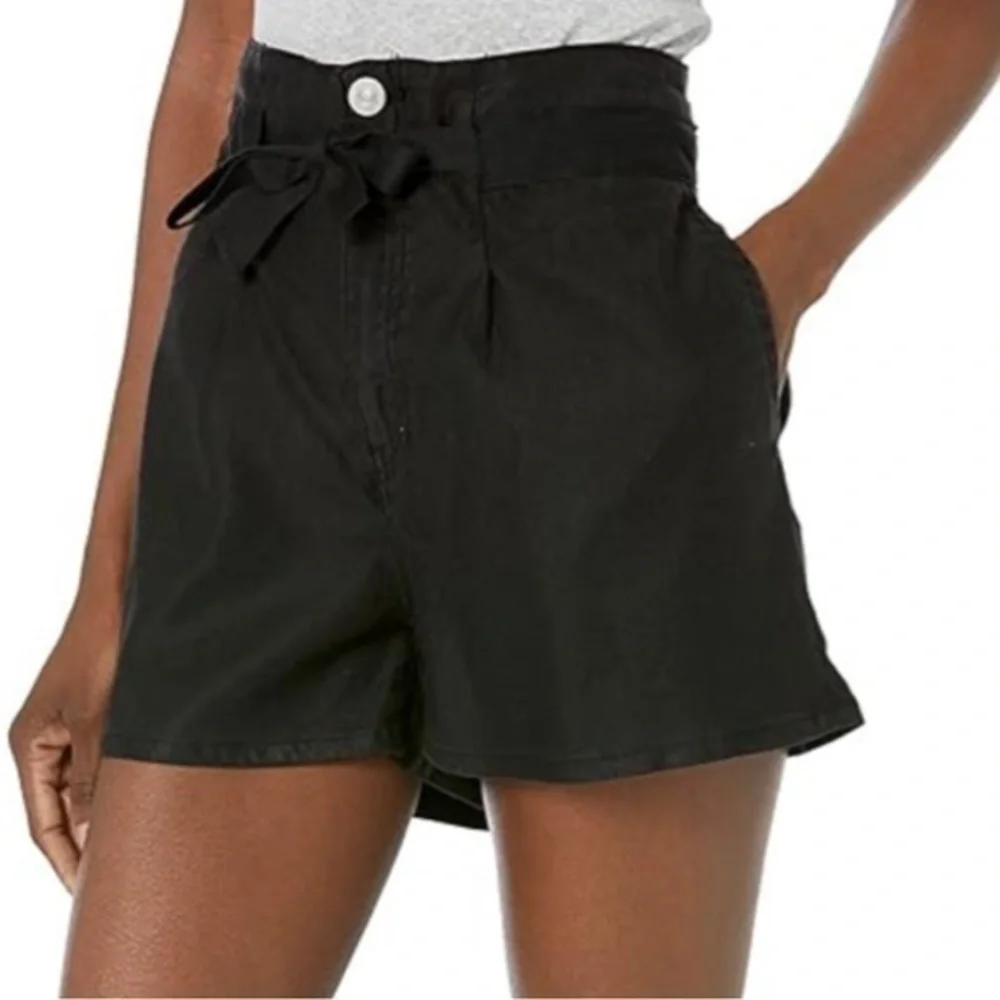 Hudson Black High Rise Paperbag Shorts Size 30 New